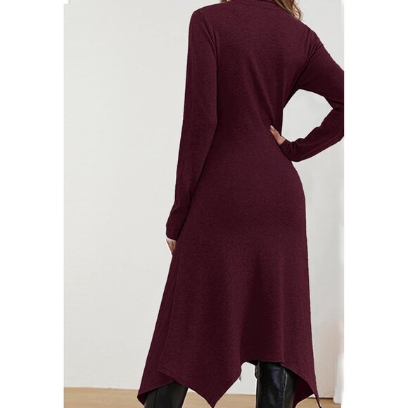 Women's Sweater Dress Plus Size Long Sleeve Midi Casual Winter - Picture 2 of 7